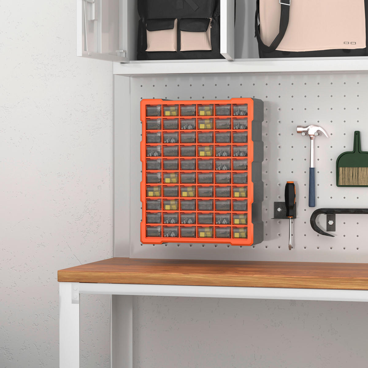 DURHAND Kleinteilemagazin mit 60 Fächer B/H/T: ca. 38x48x16 cm Kleinteilemagazin B40-018 - orange/grau (38,00/48,00/16,00cm) - DURHAND