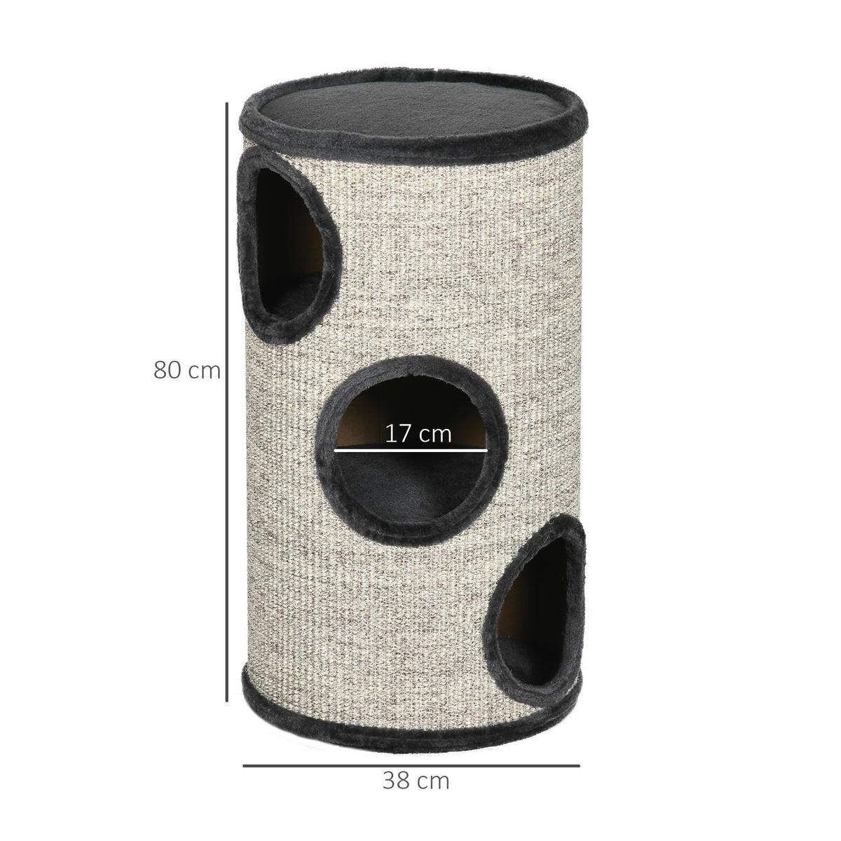 PawHut Tier-Zubehör grau Polypropylen B/H/L: ca. 38x38x70 cm Kratztonne - grau (70,00/38,00/38,00cm) - PawHut