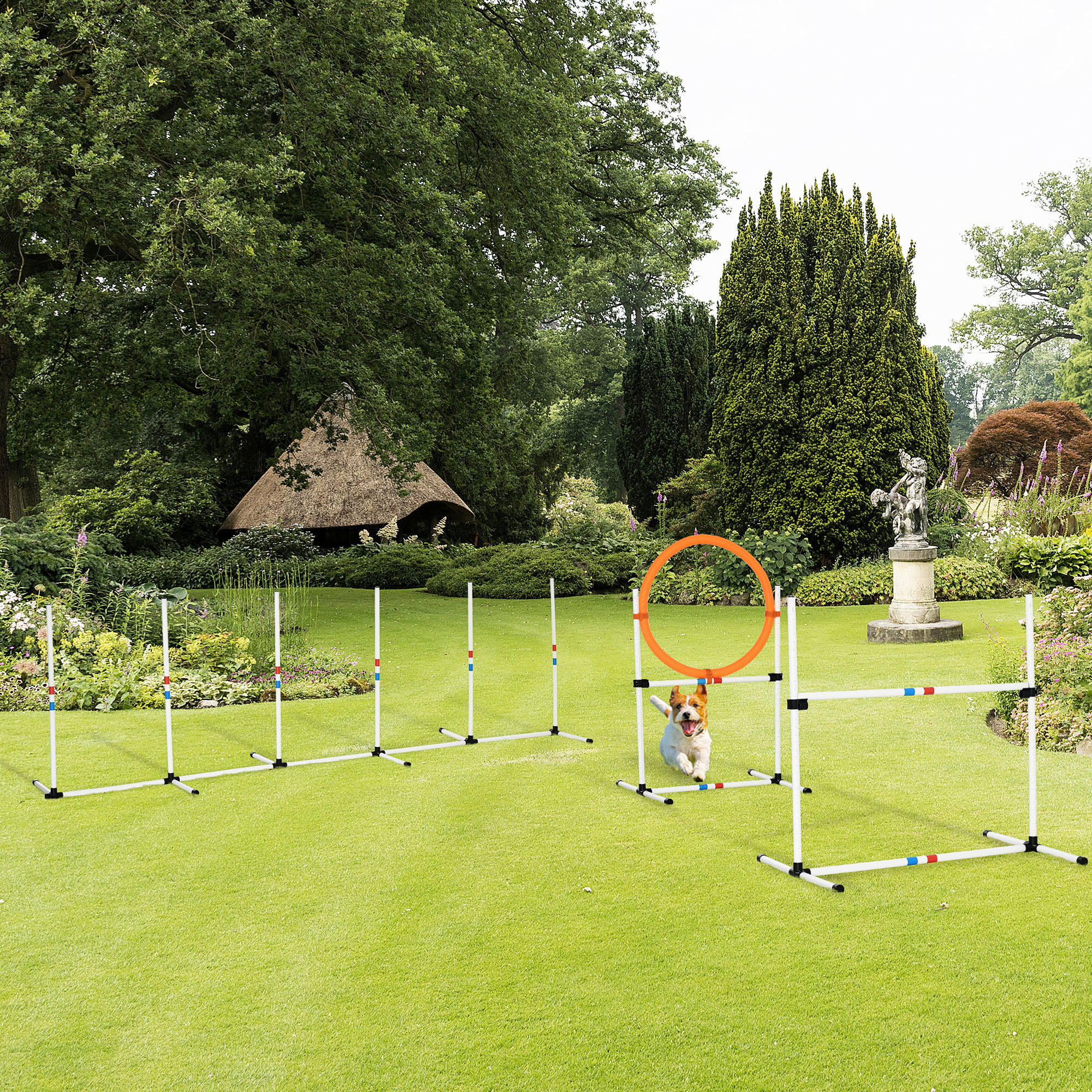 PawHut Outdoor-Aktivitäten gelb Polypropylen B/H/L: ca. 67x323x94,5 cm Agility-Ausrüstung - weiß/gelb (94,50/67,00/323,00cm) - PawHut