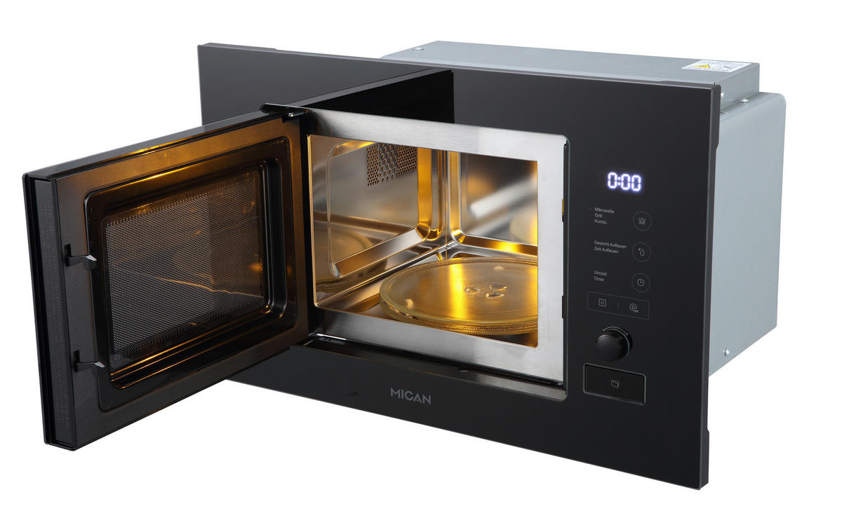 Mican Einbaumikrowelle MGM17SCBG schwarz Edelstahl B/H/T: ca. 59,5x38,2x32 cm MGM17SCBG - schwarz (59,50/38,20/32,00cm) - Mican