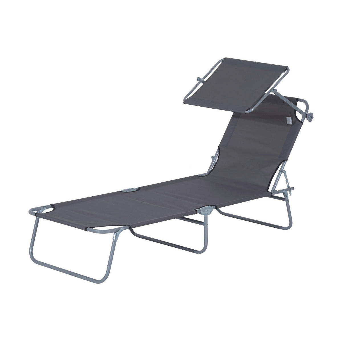 Outsunny Sonnenliege grau Metall B/H/L: ca. 58x36x187 cm Sonnenliege - grau (187,00/58,00/36,00cm) - Outsunny