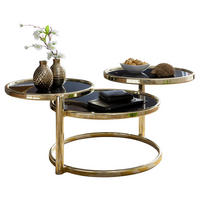 Couchtisch schwarz gold lackiert B/H/T: ca. 58x43x58 cm Couchtisch - gold/schwarz (58,00/43,00/58,00cm) - Wohnling