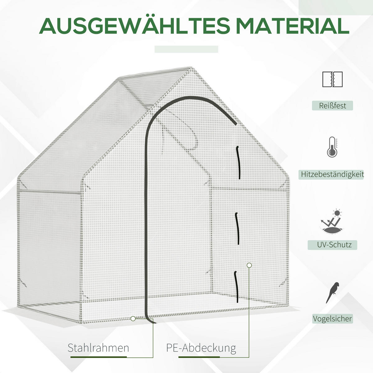 Outsunny Gewächshaus B/H/L: ca. 100x168x180 cm Gewächshaus - weiß (180,00/100,00/168,00cm) - Outsunny