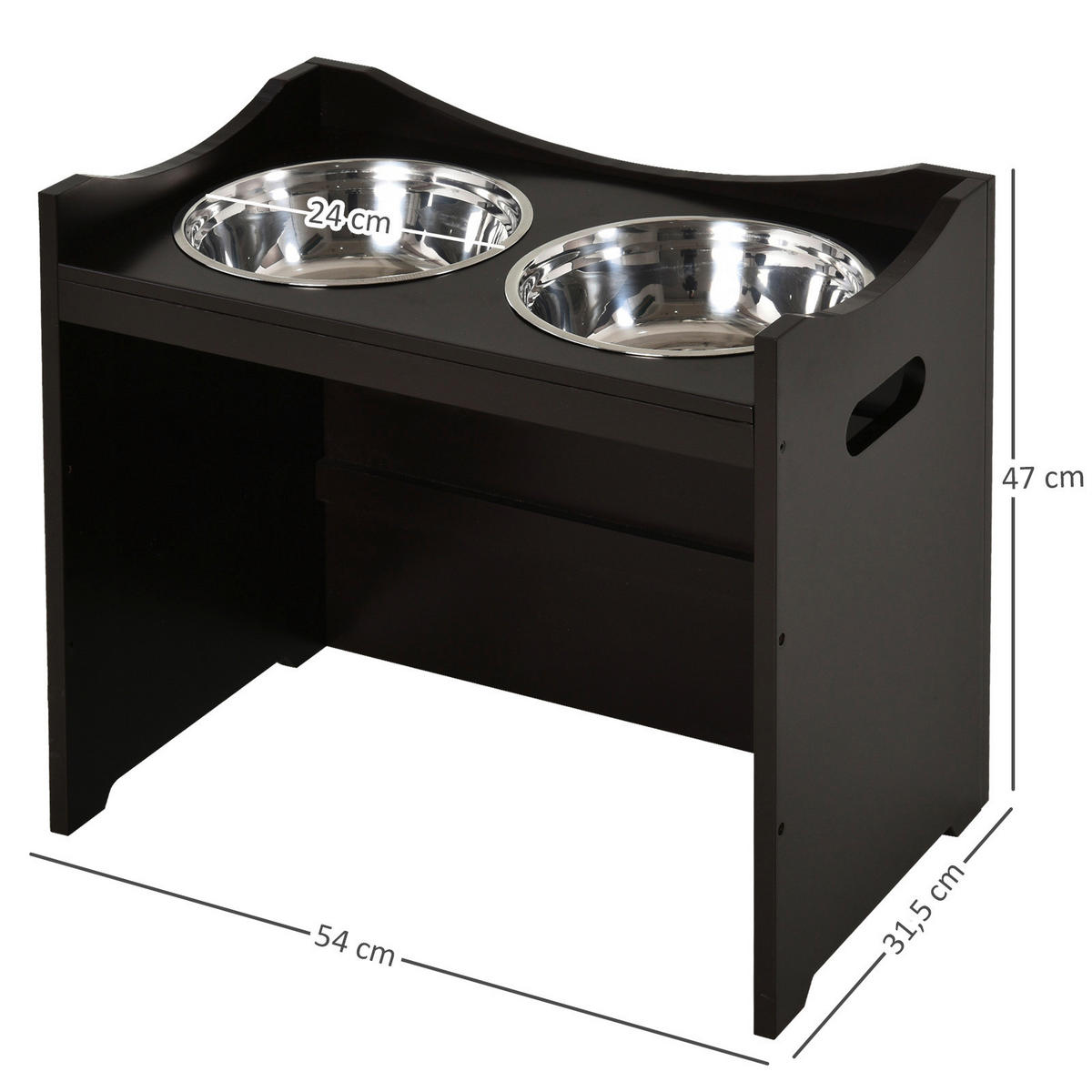 PawHut Futterstation dunkelbraun MDF B/H/T: ca. 54x47x32 cm Futterstation - dunkelbraun (54,00/47,00/32,00cm) - PawHut