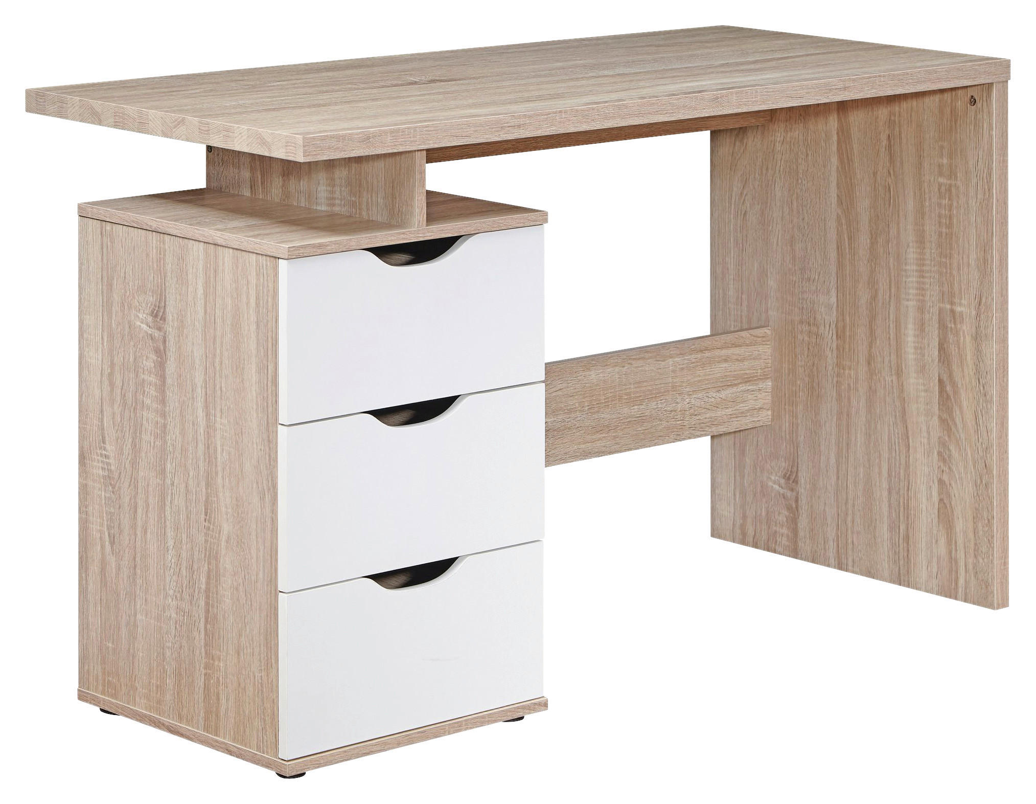 Schreibtisch Eiche Sonoma Nachbildung weiß B/H/T: ca. 120x76x53 cm Schreibtisch - Eiche/weiß (120,00/76,00/53,00cm) - Wohnling