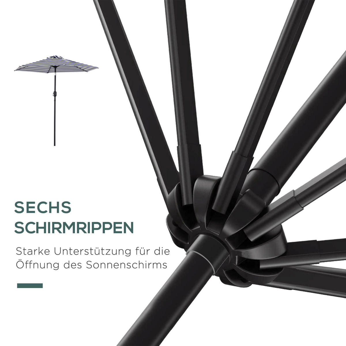 Outsunny Sonnenschirm blau Metall Sonnenschirm - blau/weiß - Outsunny