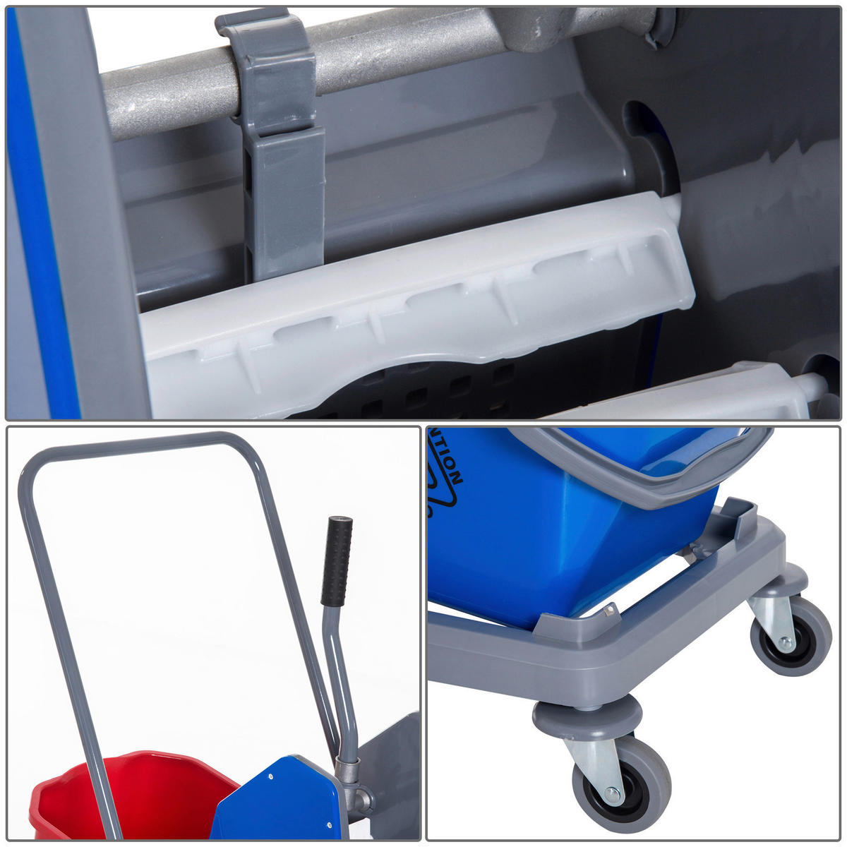 HOMCOM Wischwagen blau Metall B/H/T: ca. 45x92x45 cm Wischwagen - blau/rot (45,00/92,00/45,00cm) - HOMCOM