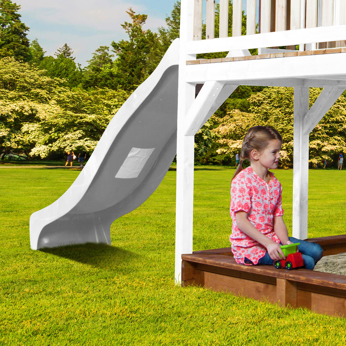 AXI Spielhaus Liam braun B/H/L: ca. 377x291x255 cm Liam - braun/weiß (255,00/377,00/291,00cm) - AXI