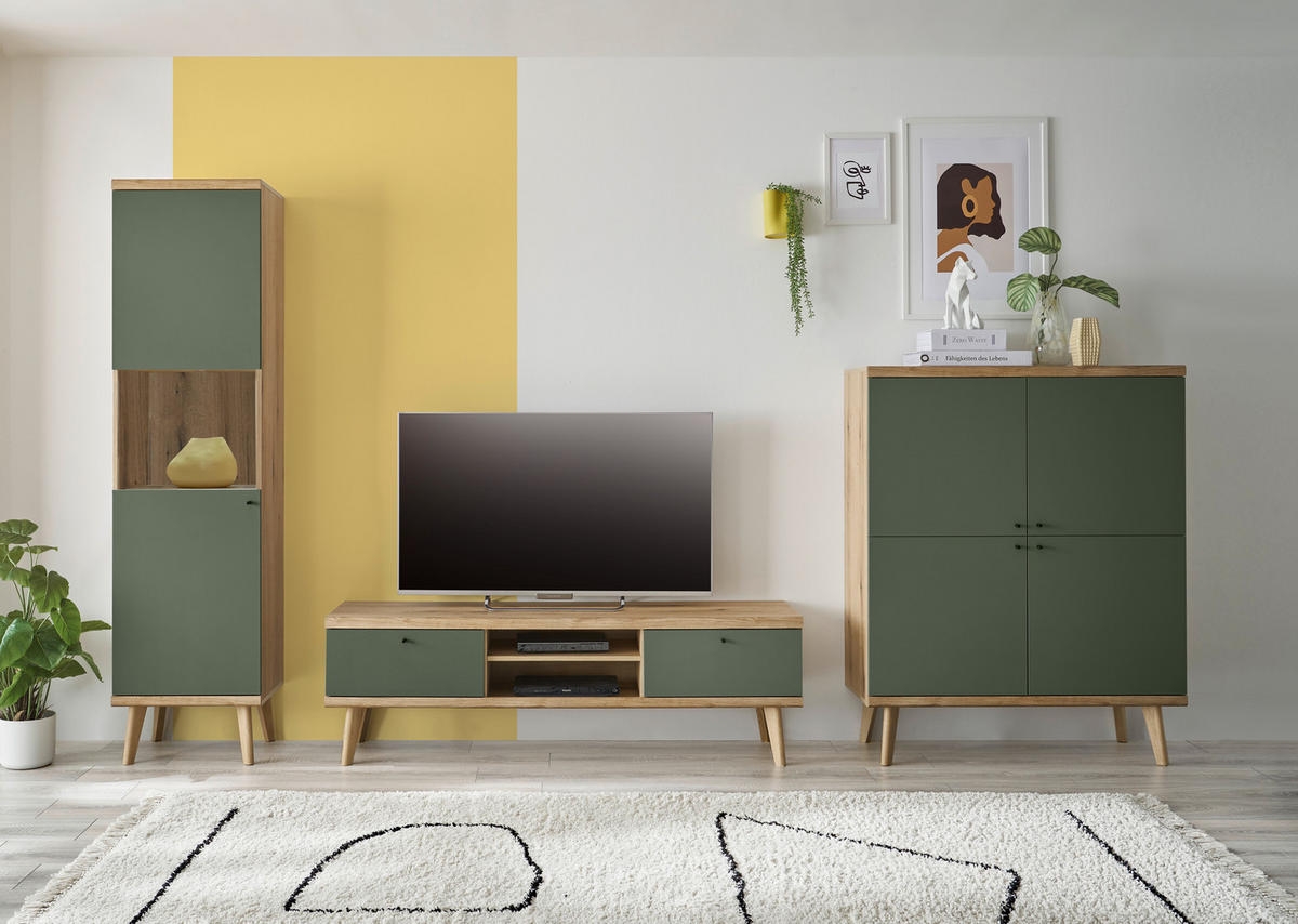 Highboard Alva Eiche Evoke Coast Nachbildung salbei B/H/T: ca. 107x134x40 cm Alva - Eiche/salbei (107,00/134,00/40,00cm)