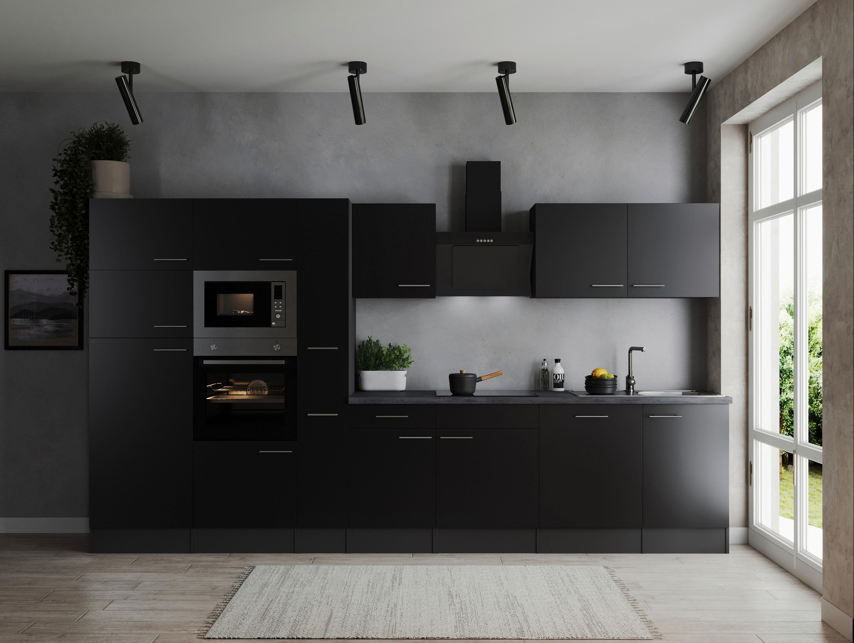 Küchenblock Oliver B/H/T: ca. 370x205x60 cm Oliver - granit/schwarz (370,00/205,00/60,00cm) - Respekta