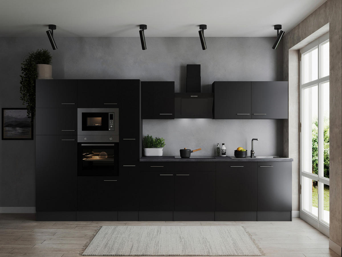 Küchenblock Oliver B/H/T: ca. 370x205x60 cm Oliver - granit/schwarz (370,00/205,00/60,00cm) - Respekta