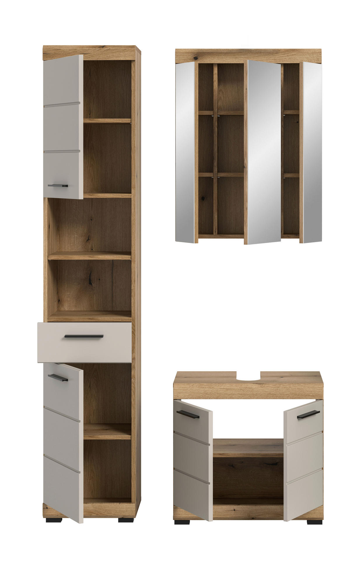 Badezimmer-Set Scout Evoke Oak Nachbildung Kaschmirgrau Nachbildung B/H/T: ca. 112x191x34 cm Scout - Kaschmirgrau (112,00/191,00/34,00cm) - xonox.home