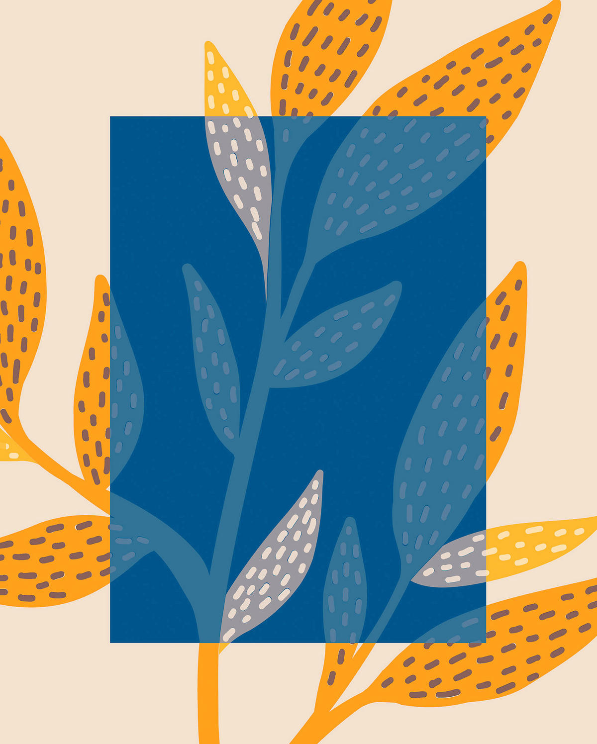 Komar Poster Illustration Colorful Foliage Blätter B/L: ca. 40x50 cm Illustration Colorful Foliage - (40,00/50,00cm) - Komar