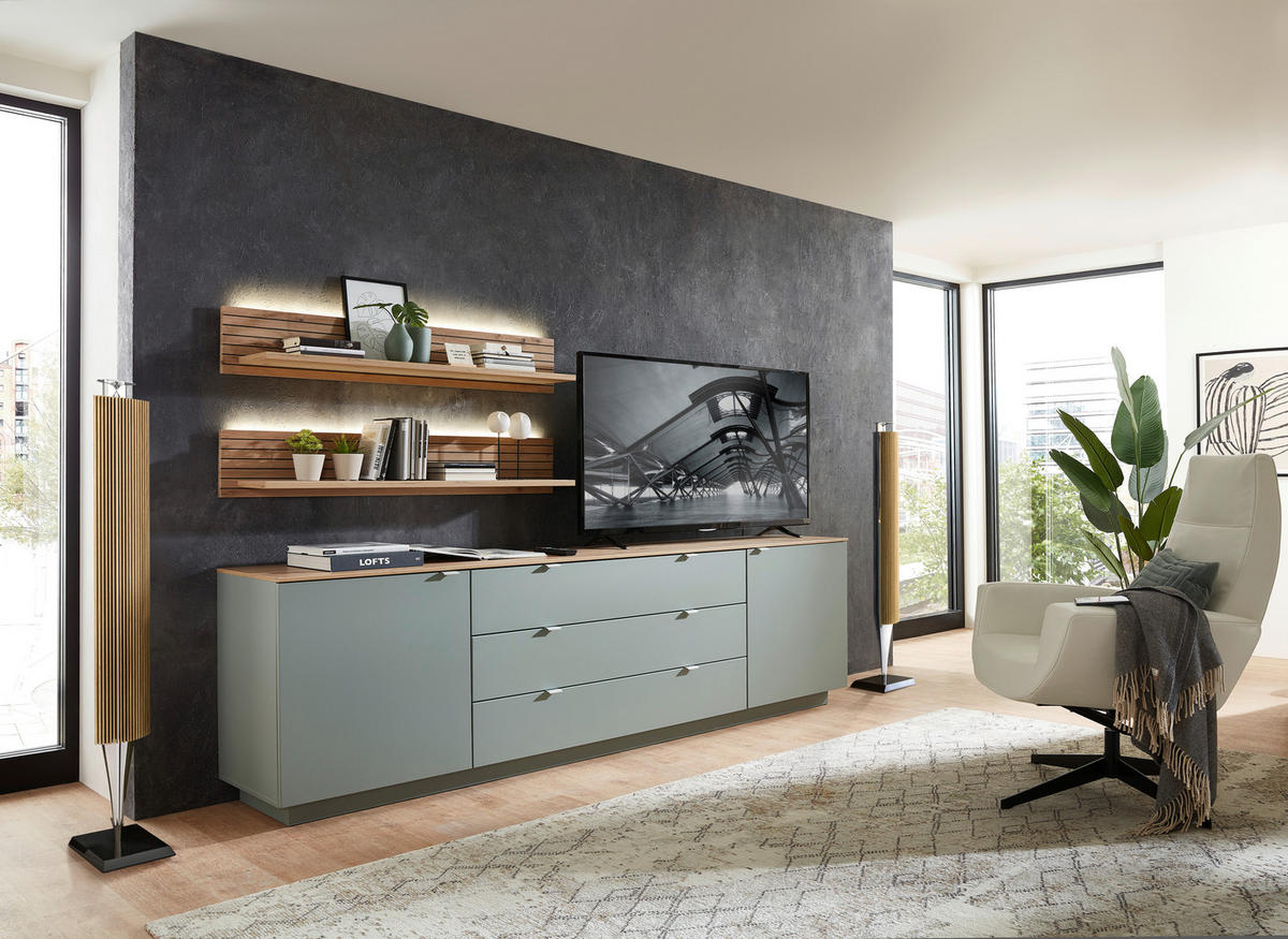 Sideboard Core salbei Eiche Artisan Nachbildung B/H/T: ca. 240x77x44 cm Core - Eiche/salbei (240,00/77,00/44,00cm)