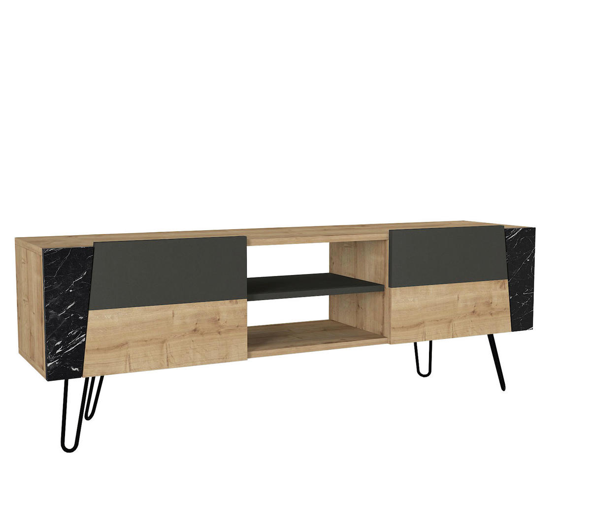 TV-Lowboard Fanten Safir Marmoroptik anthrazit B/H/T: ca. 150x52x36,8 cm Fanten - Marmoroptik/anthrazit (150,00/52,00/36,80cm) - moebel17