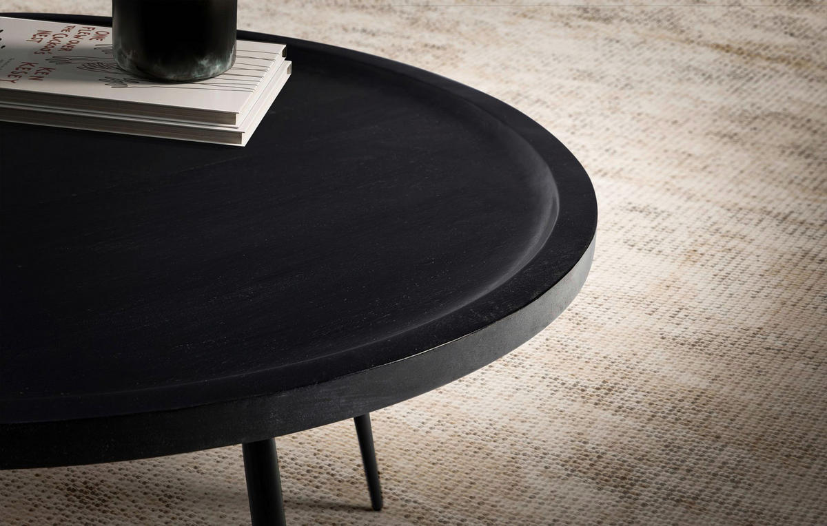 Couchtisch schwarz H/D: ca. 38x75 cm Couchtisch - schwarz (75,00/38,00cm) - Wohnling