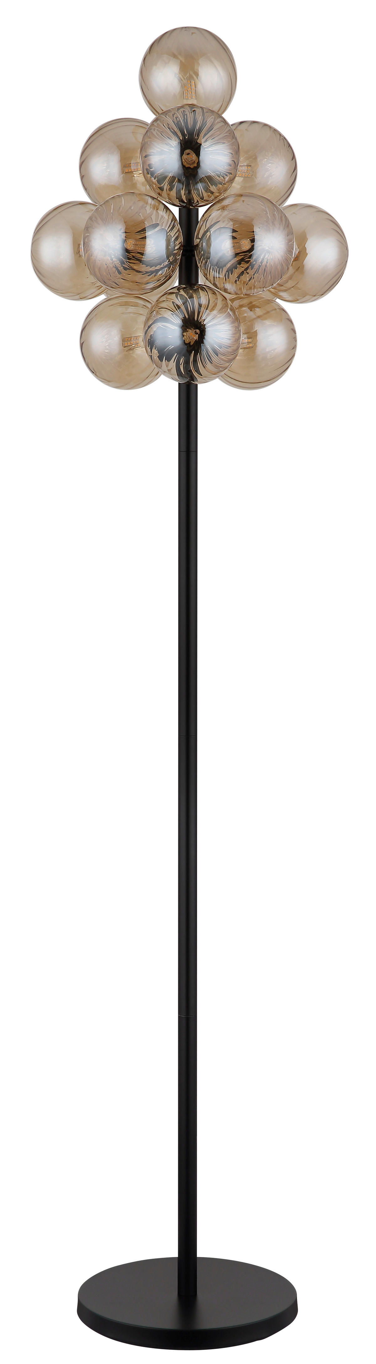 GLOBO LED-Stehleuchte amber schwarz Metall Glas H/D: ca. 160x39,5 cm 13 Brennstellen CONOR - schwarz/amber (39,50/160,00cm) - GLOBO
