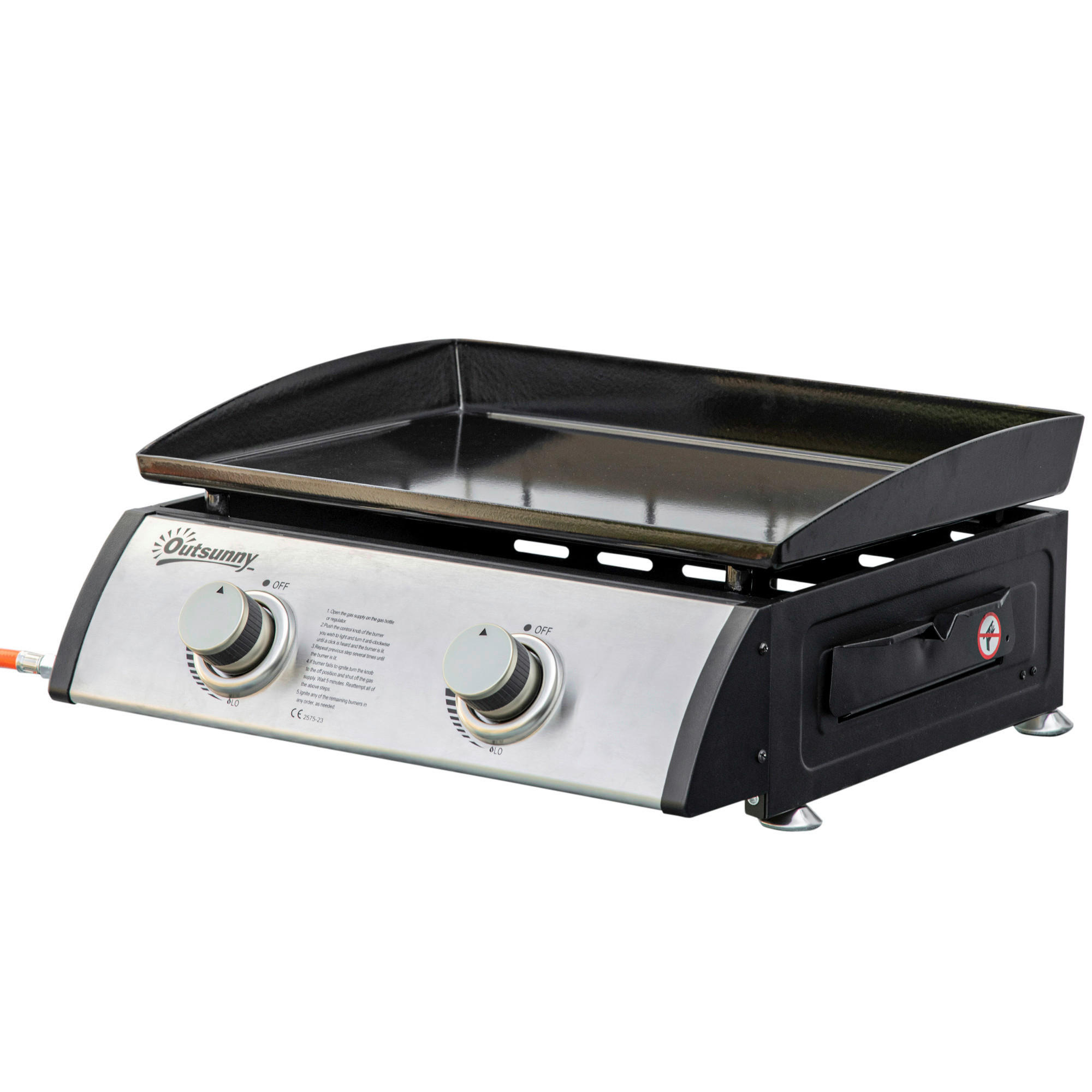 Outsunny Gasgrill Stahl B/H/L: ca. 46x21x48,5 cm Gasgrill - silber (48,50/46,00/21,00cm) - Outsunny