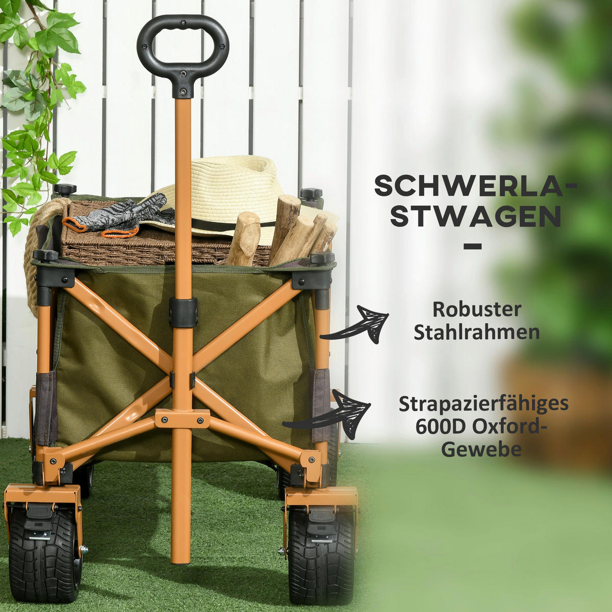 Outsunny Bollerwagen grün B/H/L: ca. 55x93x108 cm Bollerwagen - grün (108,00/55,00/93,00cm) - Outsunny