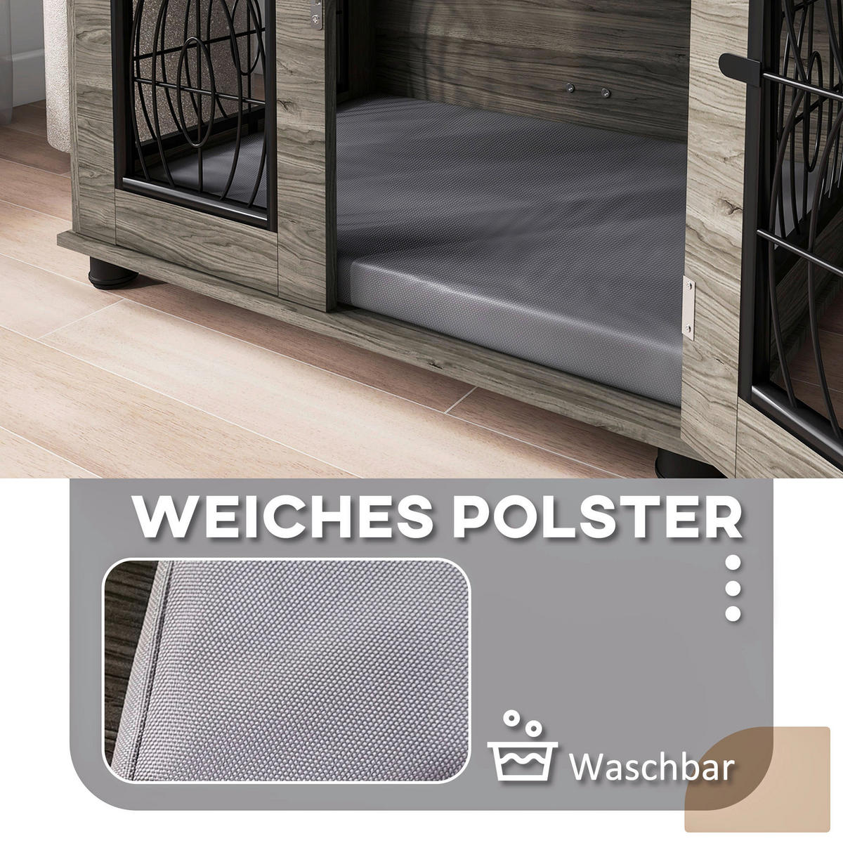 PawHut Hundekäfig grau Spanplatte B/H/L: ca. 56x63x80 cm Hundekäfig - grau (80,00/56,00/63,00cm) - PawHut