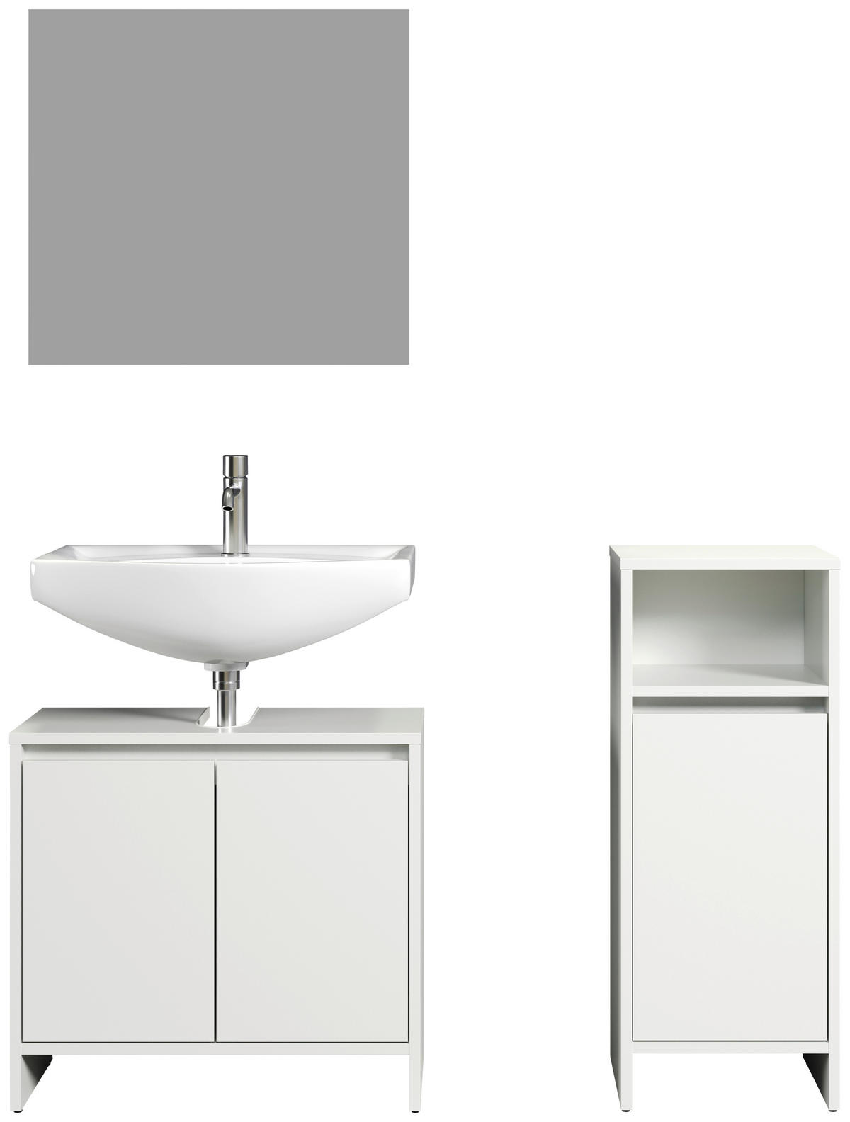 Badezimmer-Set Basix weiß matt grau B/H/T: ca. 107x164x28 cm Basix - weiß/grau (107,00/164,00/28,00cm) - Trendteam