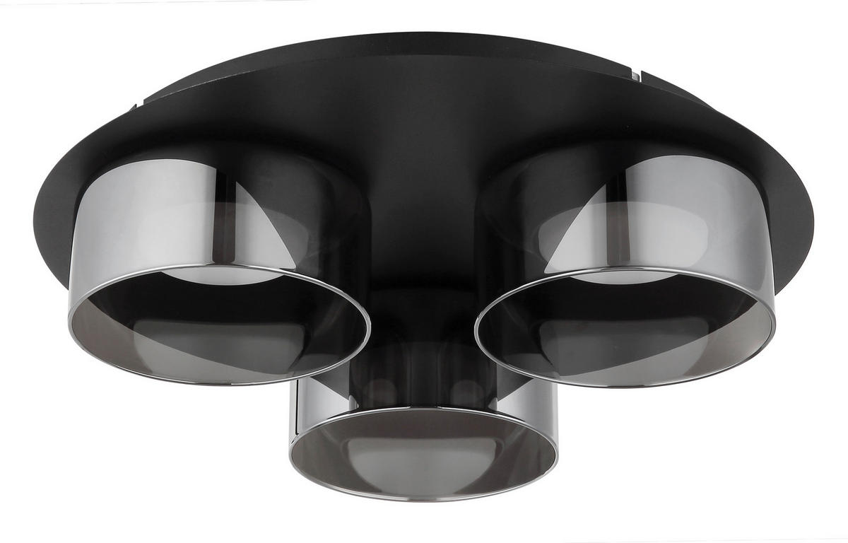 GLOBO Deckenleuchte schwarz Rauch Glas Metall Aluminium H/D: ca. 9x35 cm 3 Brennstellen HIGGINS - schwarz/Rauch (35,00/9,00cm) - GLOBO