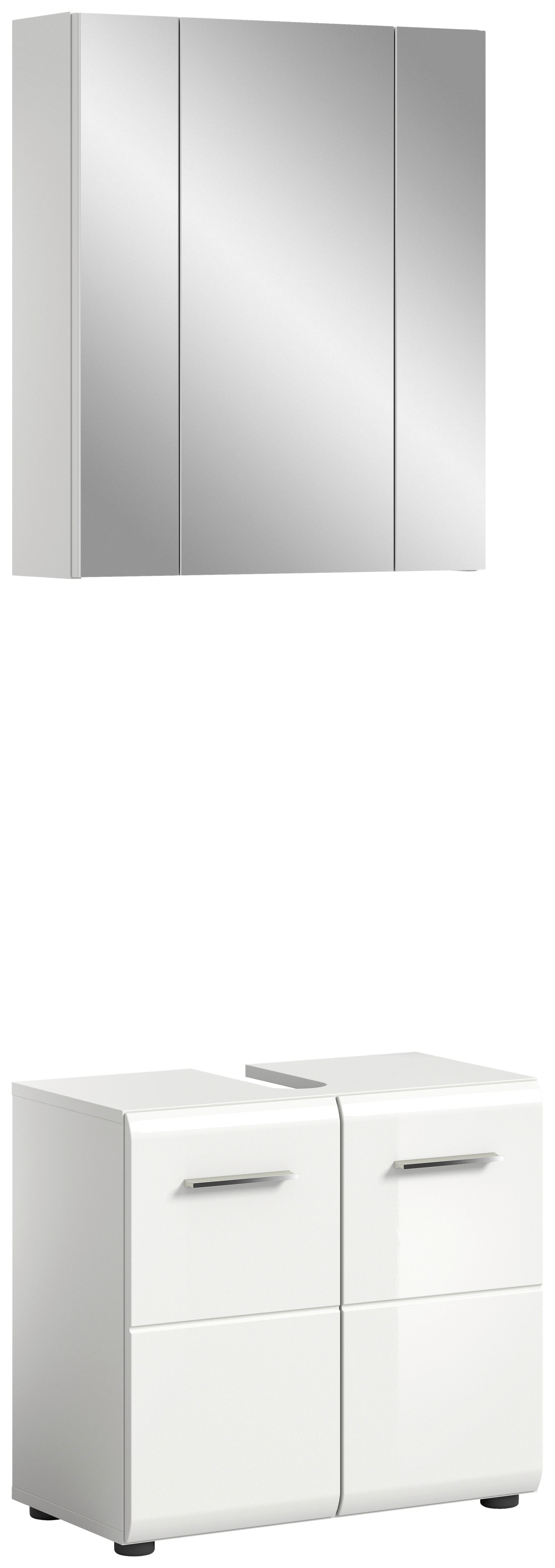 Badezimmer-Set ICE weiß weiß Hochglanz B/H/T: ca. 60x190x32 cm ICE - weiß (60,00/190,00/32,00cm) - xonox.home