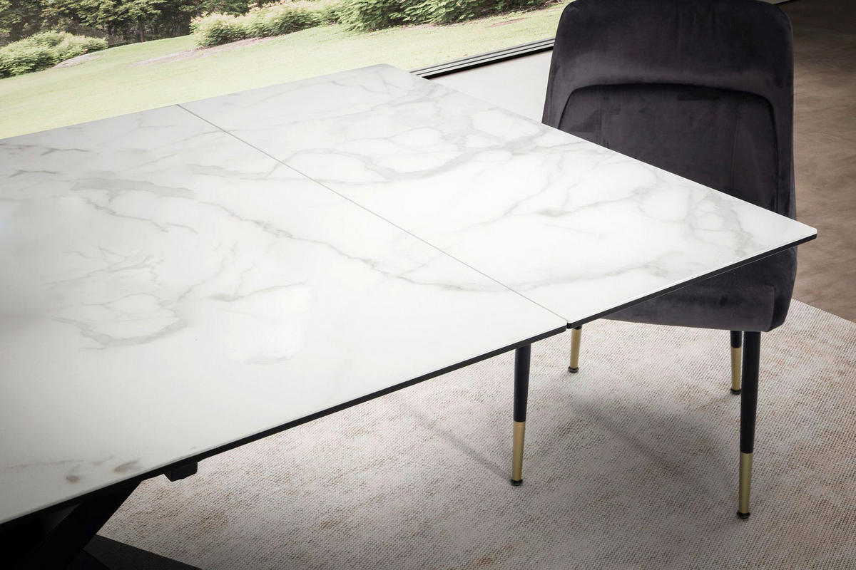 Esstisch weiß Marmor Optik B/H/T: ca. 180x76x95 cm Esszimmertisch - weiß (180,00/76,00/95,00cm) - Wohnling
