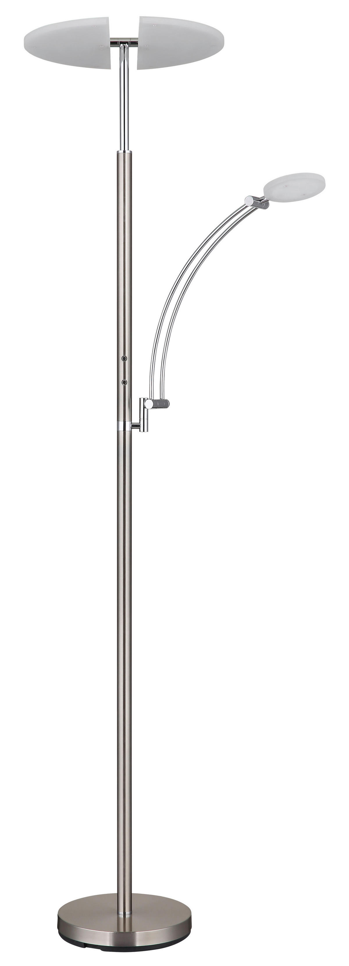 GLOBO LED-Deckenfluter nickel matt Chrom Kunststoff Metall B/H/T: ca. 80x183x40,5 cm 1 Brennstellen TIRANA - nickel matt/Chrom (80,00/183,00/40,50cm) - GLOBO