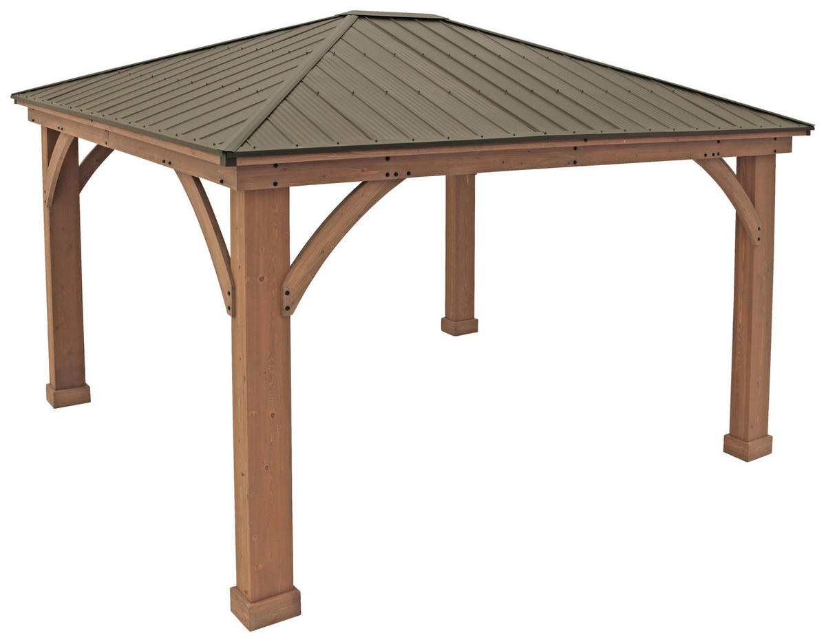 Westmann Pavillon Devon natur Holz B/H/L: ca. 427x317,5x365 cm Devon - natur/grau (365,00/427,00/317,50cm) - Westmann