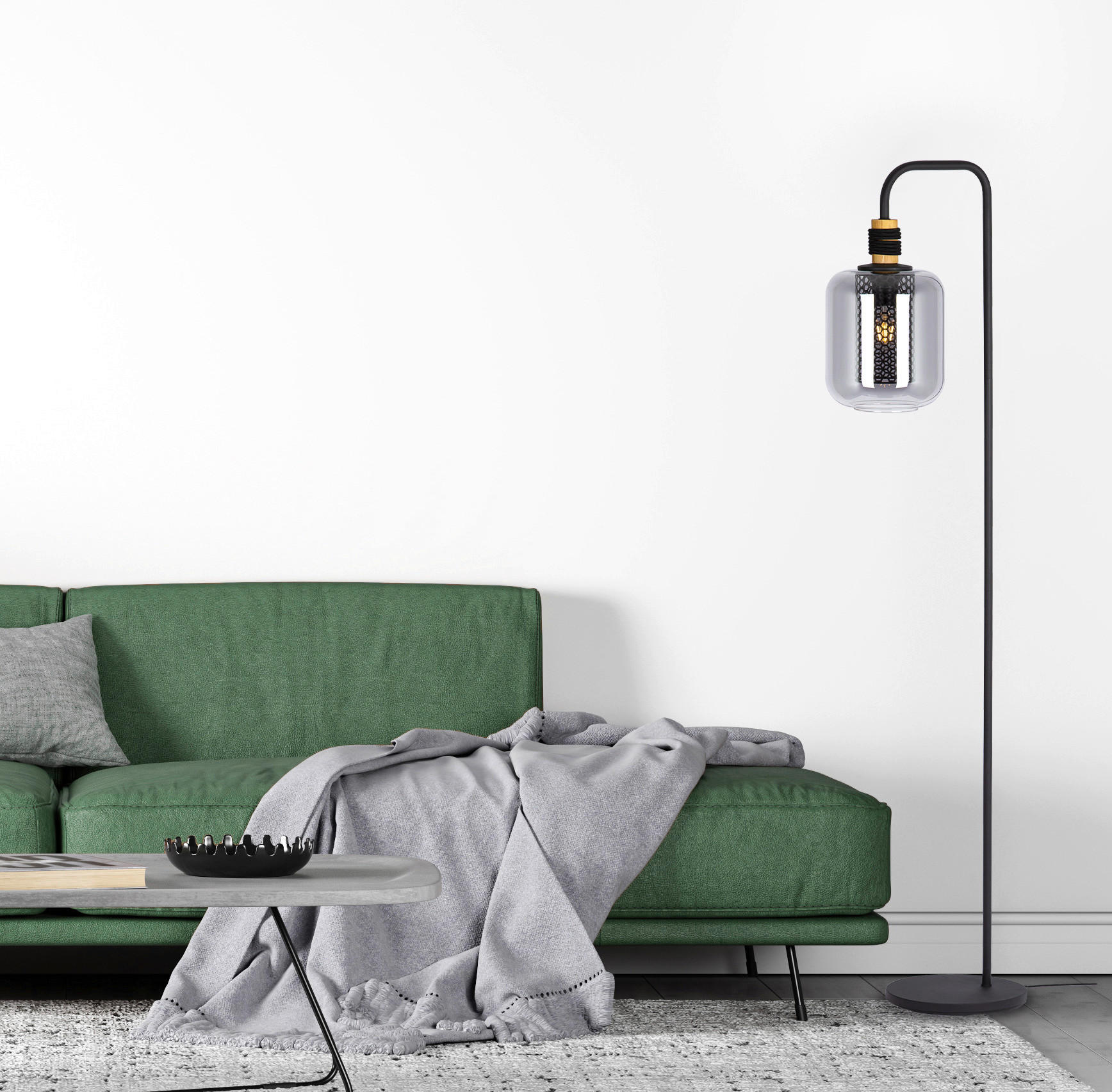 Nowa Stehleuchte 40990108 schwarz Rauchglas Metall H/D: ca. 150x40 cm E27 1 Brennstellen ANDO - schwarz (40,00/150,00cm) - Nowa