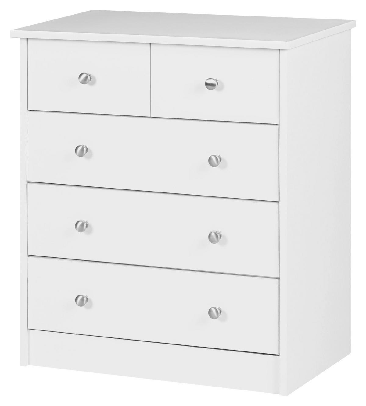 Kommode weiß Alu Optik B/H/T: ca. 60x70x35 cm Kommode - weiß/Alu (60,00/70,00/35,00cm) - Wohnling
