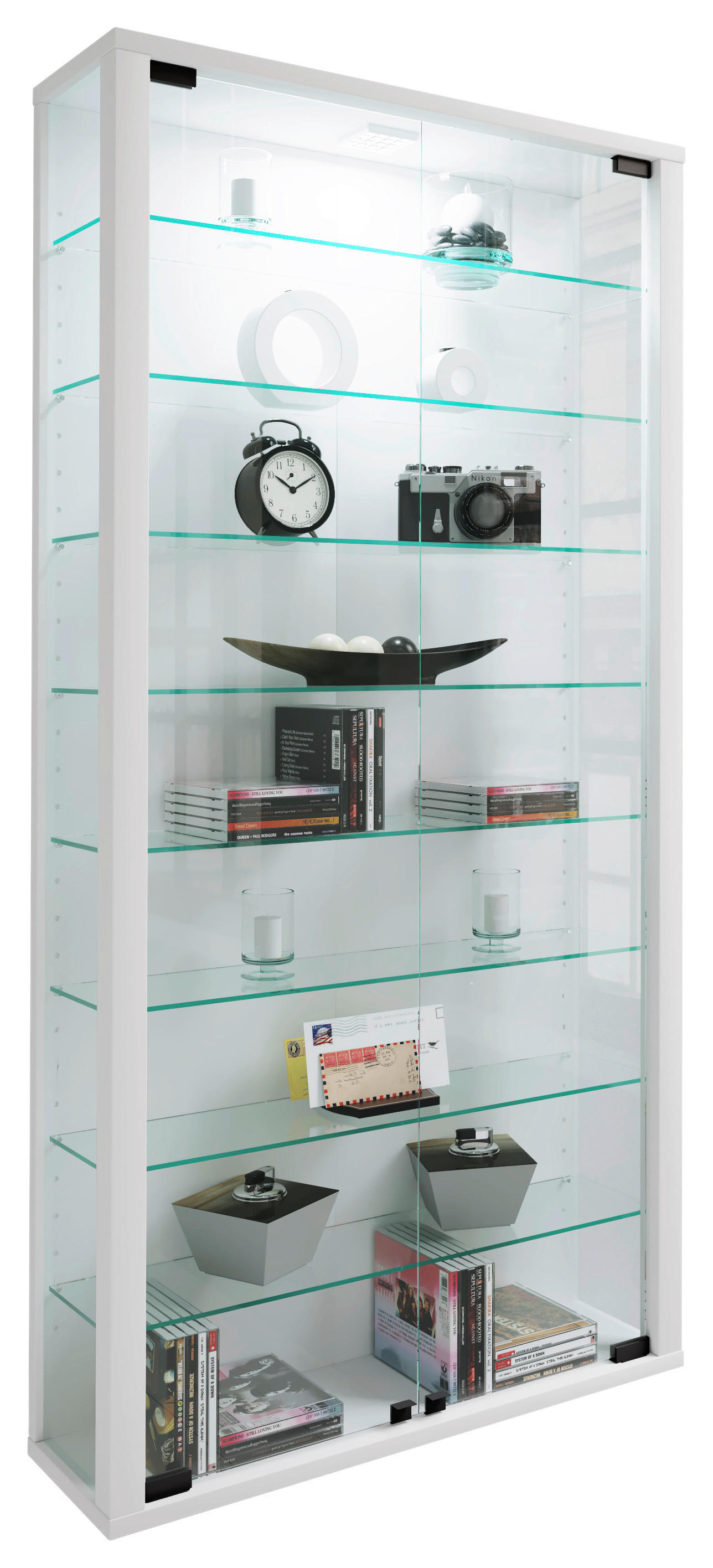 Vitrine Vitrosa Maxi weiß Holzwerkstoff Glas B/H/T: ca. 59x113x18 cm Vitrosa Maxi - weiß (59,00/113,00/18,00cm) - VCM Möbel
