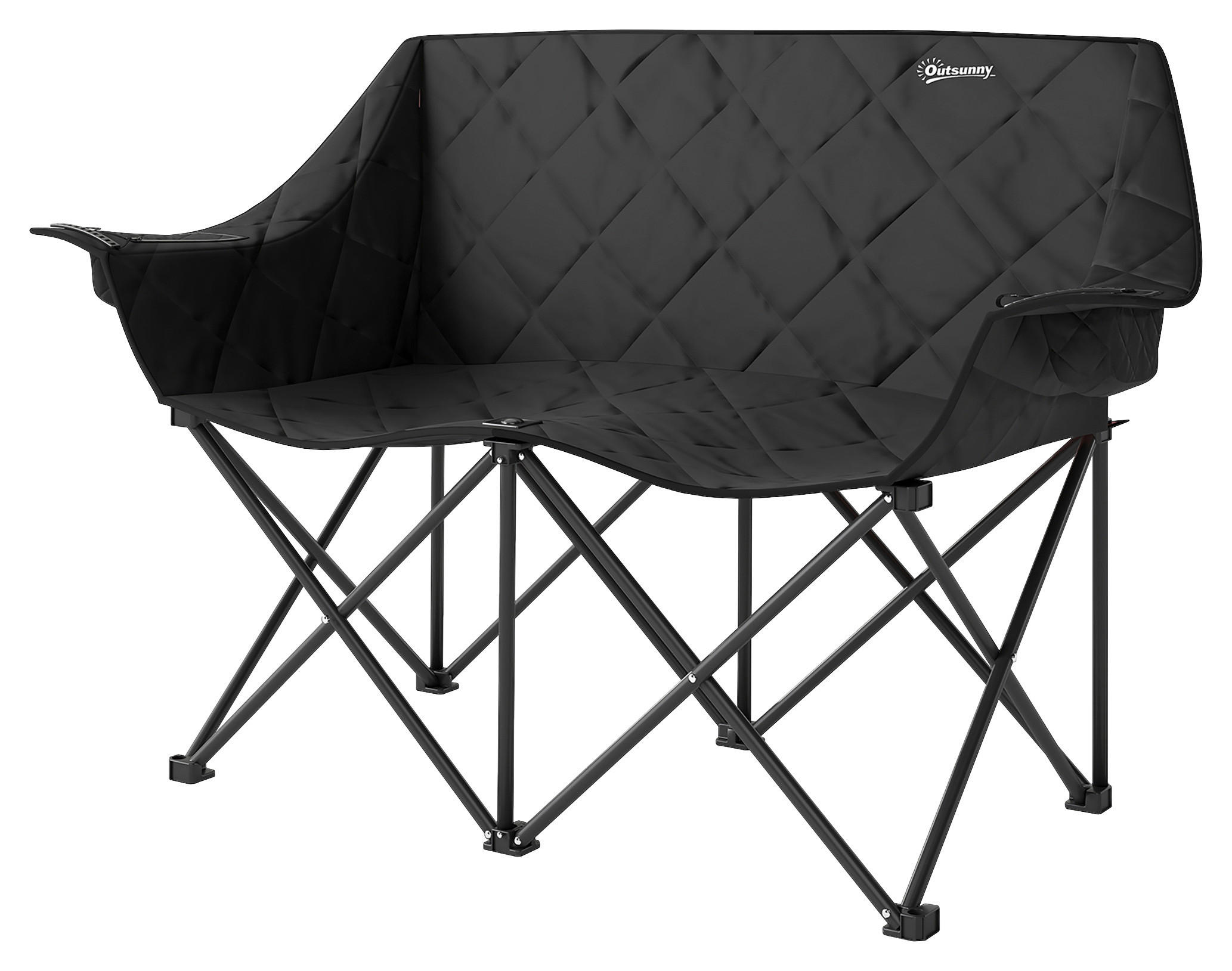 Outsunny Campingstuhl schwarz Metall B/H/L: ca. 60x92x145 cm Campingstuhl - schwarz (145,00/60,00/92,00cm) - Outsunny