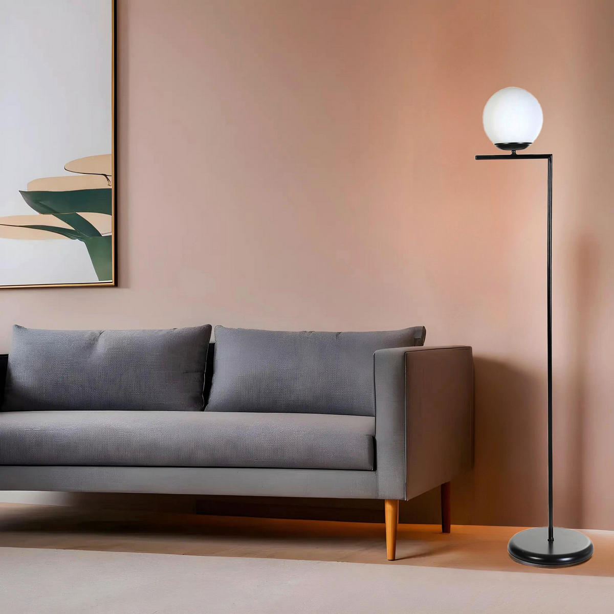 Opviq Stehleuchte weiß schwarz Metall Glas B/H/L: ca. 30x155x30 cm E27 2 Brennstellen Stehleuchte_8818-2 - weiß/schwarz (30,00/30,00/155,00cm) - Opviq