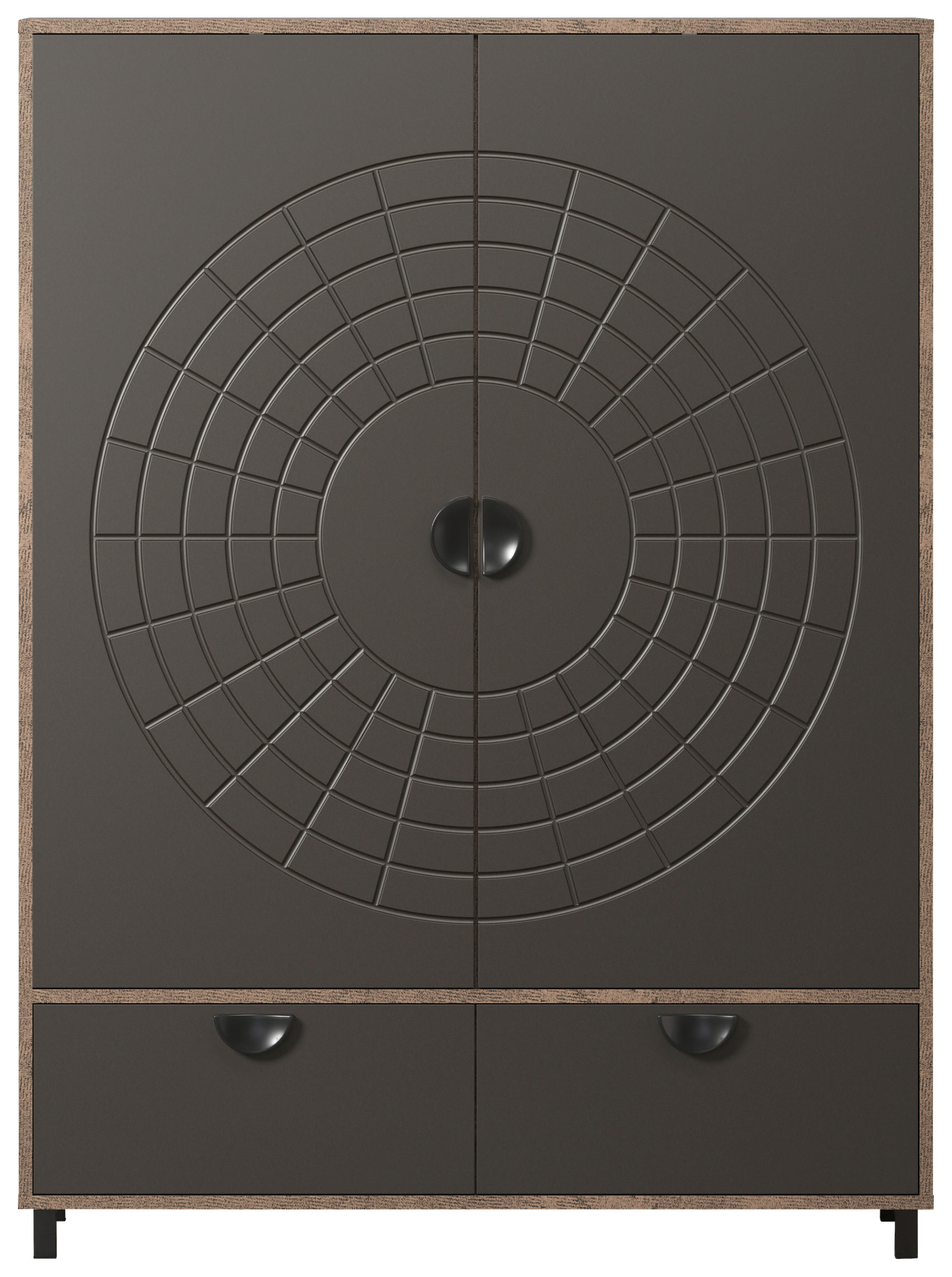 Highboard Fusion Eiche dunkel Nachbildung bronze Optik B/H/T: ca. 120x163x42 cm Fusion - Eiche/bronze (120,00/163,00/42,00cm)