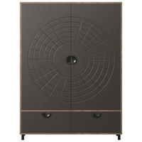 Highboard Fusion Eiche dunkel Nachbildung bronze Optik B/H/T: ca. 120x163x42 cm Fusion - Eiche/bronze (120,00/163,00/42,00cm)