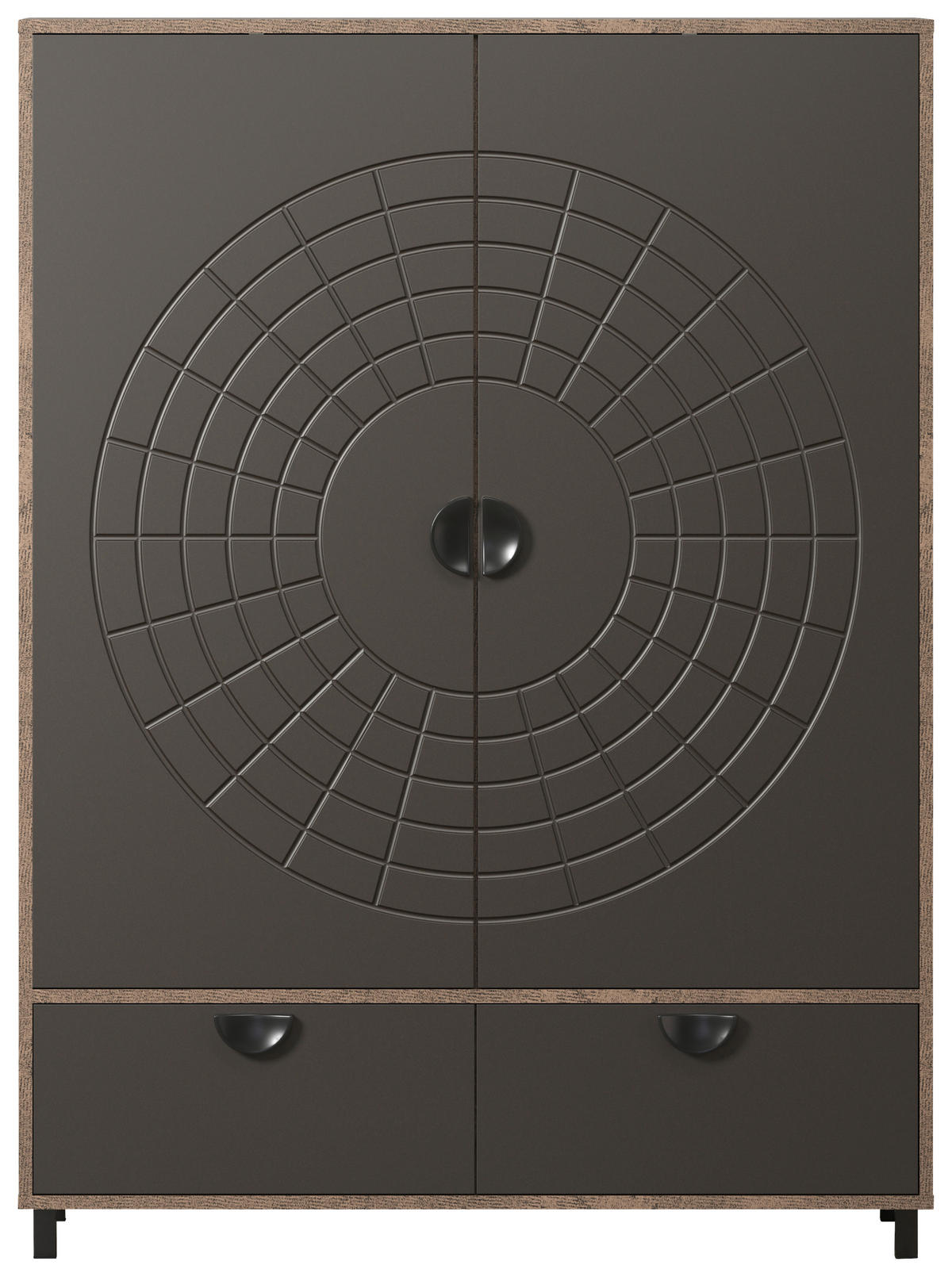 Highboard Fusion Eiche dunkel Nachbildung bronze Optik B/H/T: ca. 120x163x42 cm Fusion - Eiche/bronze (120,00/163,00/42,00cm)