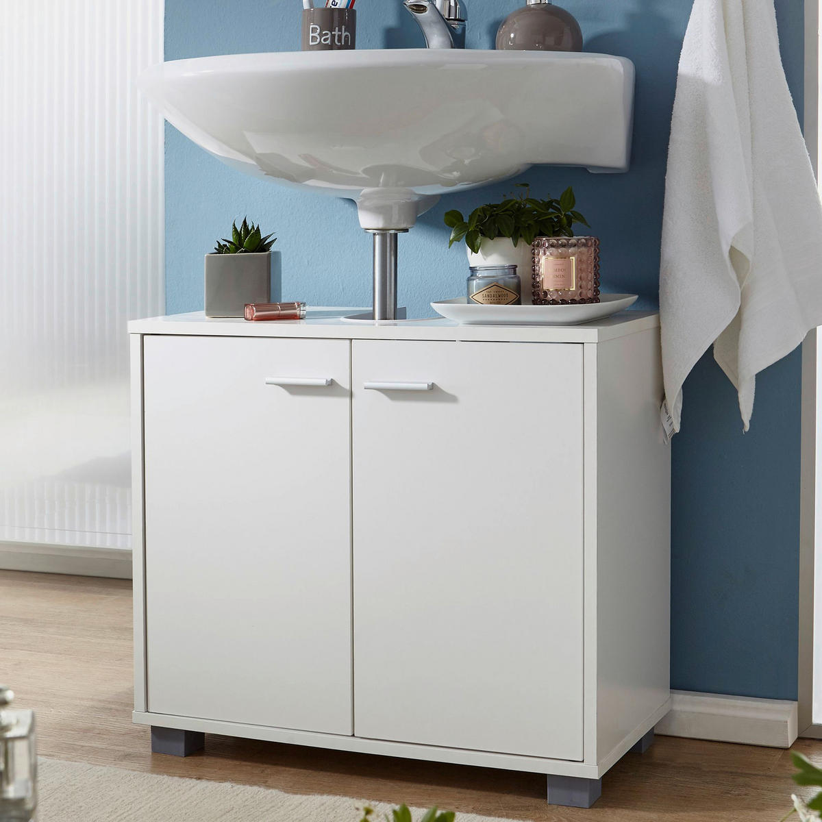 Waschbeckenunterschrank weiß B/H/T: ca. 30x55x60 cm Waschbeckenunterschrank - weiß (30,00/55,00/60,00cm) - Wohnling
