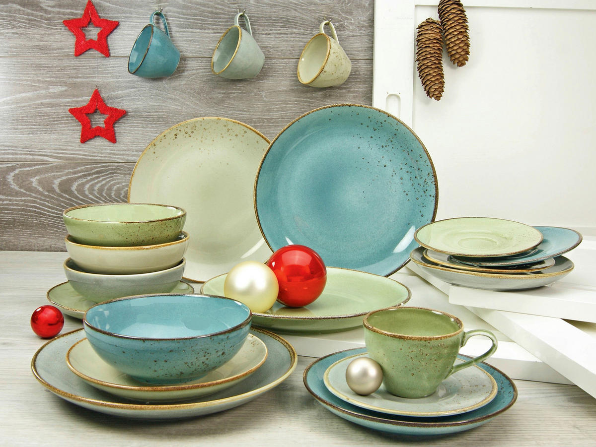 CreaTable Kombiservice Nature Collection bunt Porzellan 20 tlg. Nature Collection - bunt - CreaTable