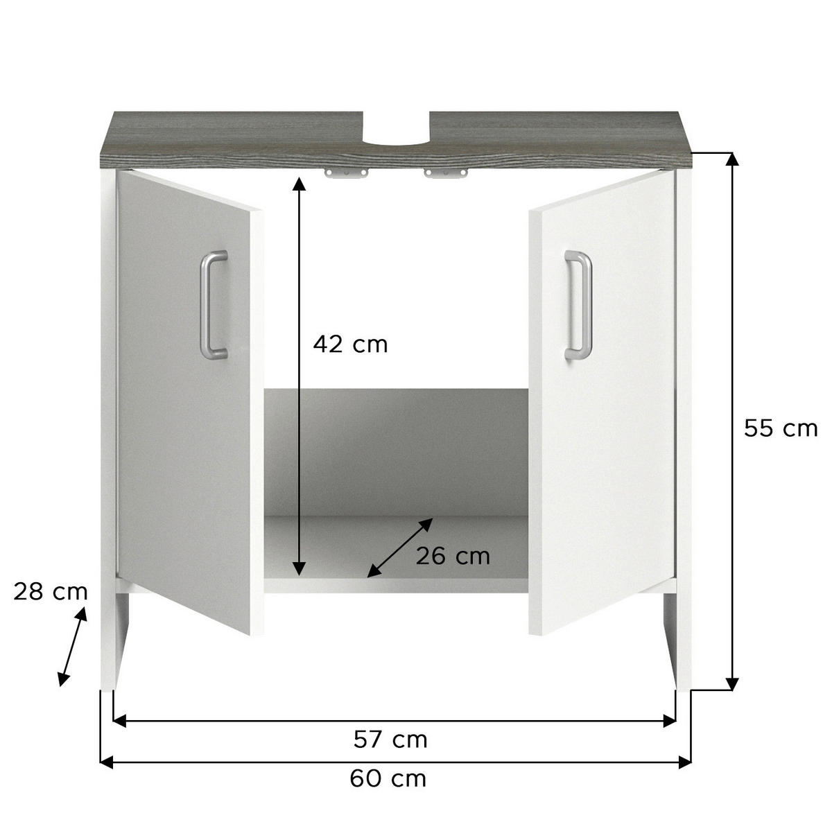 Waschbeckenunterschrank LOS ANGELES weiß B/H/T: ca. 60x55x28 cm ▷ online  bei POCO kaufen