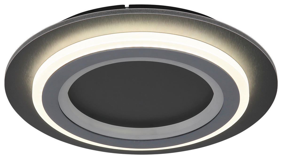 GLOBO LED-Deckenleuchte mattschwarz Opal grau Metall Kunststoff Acryl H/D: ca. 5,5x34 cm 1 Brennstellen JAYDEN - Opal/mattschwarz (34,00/5,50cm) - GLOBO