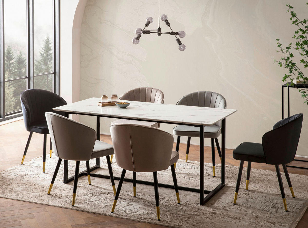 Esstisch weiß Marmor Optik B/H/T: ca. 180x76x90 cm Esstisch - weiß (180,00/76,00/90,00cm) - Wohnling