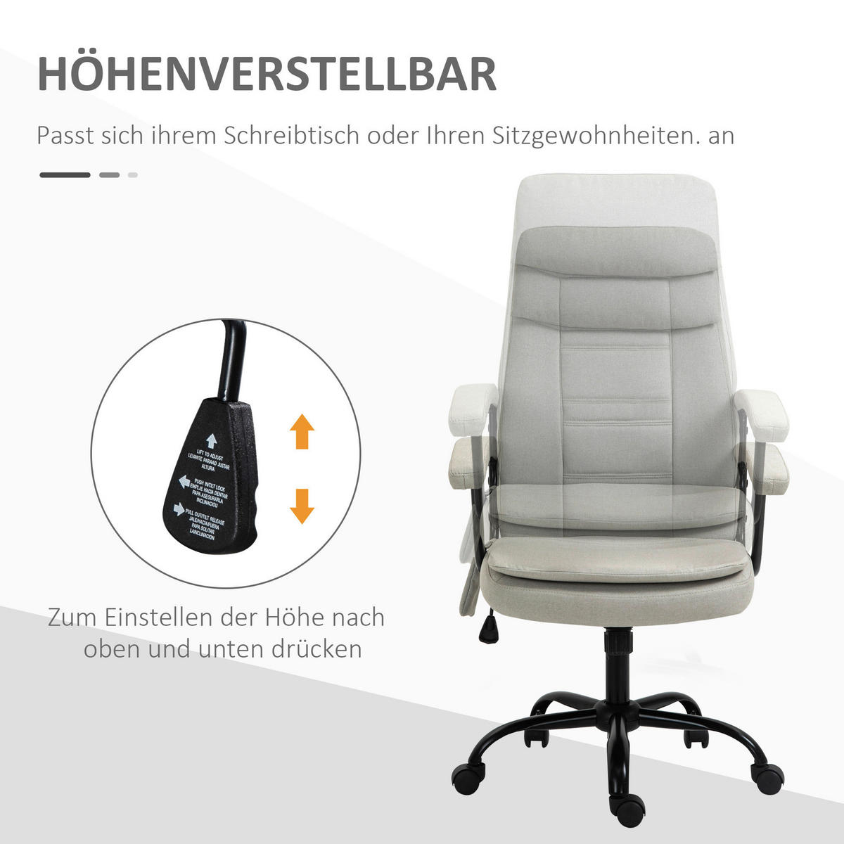 Drehstuhl 921-308BG beige 921-308BG - beige (63,00/121,00/70,00cm) - Vinsetto