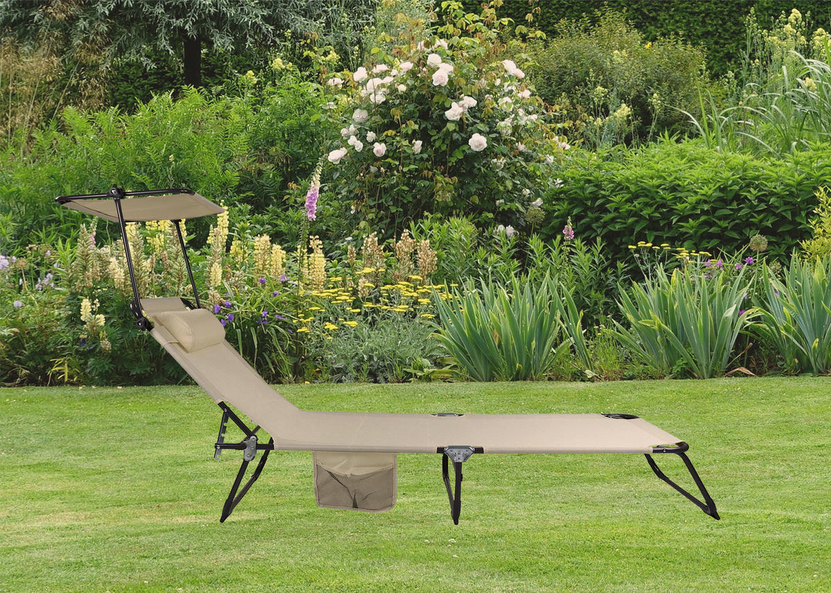 VCM Sonnenliege Bindox creme Textilene B/H/L: ca. 55x24x185 cm Bindox - creme (185,00/55,00/24,00cm) - VCM