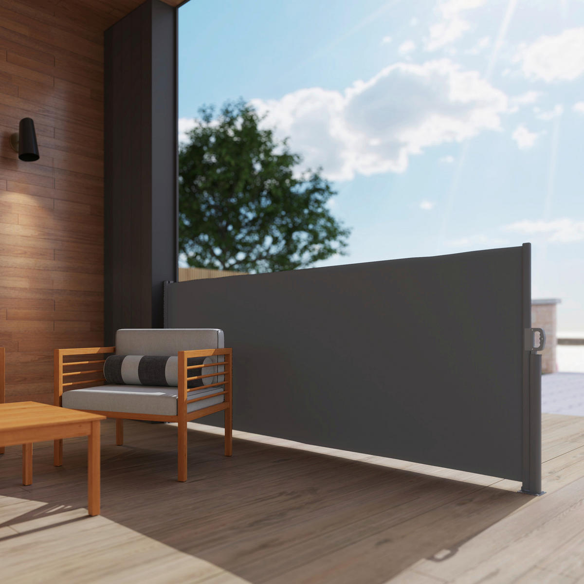 Outsunny Seitenmarkise dunkelgrau Polyester B/H/L: ca. 1x140x300 cm Seitenmarkise - dunkelgrau (300,00/1,00/140,00cm) - Outsunny