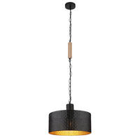GLOBO Pendelleuchte schwarz Metall H/D: ca. 120x35 cm E27 1 Brennstellen RIELLY - schwarz (35,00/120,00cm) - GLOBO