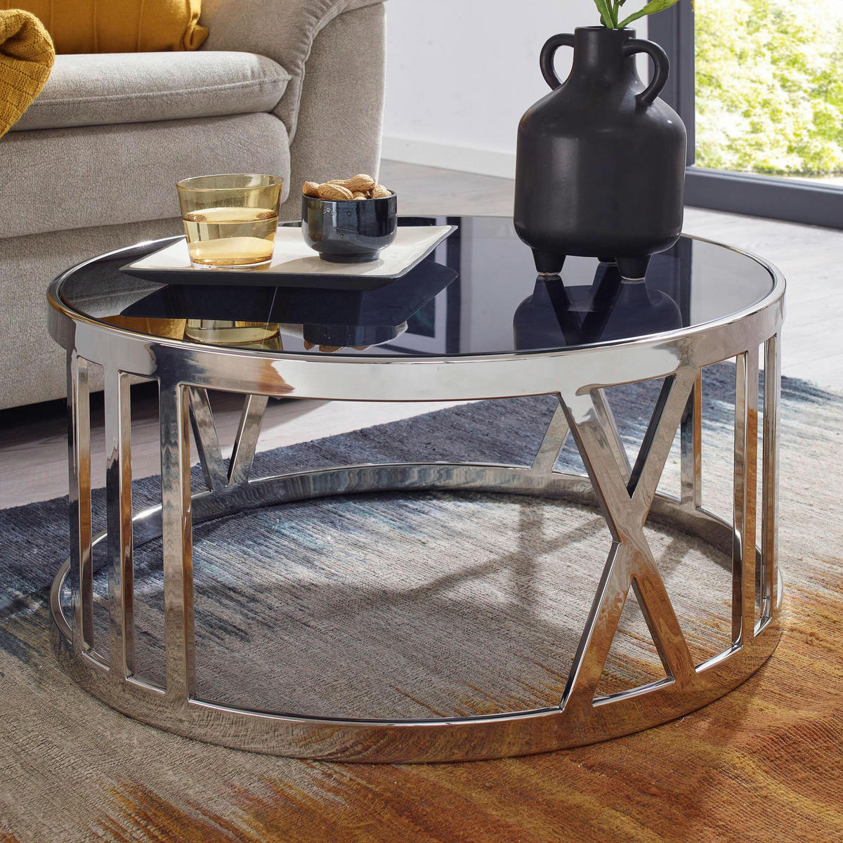 Couchtisch silber B/H/T: ca. 60x30x60 cm Couchtisch - silber (60,00/30,00/60,00cm) - Wohnling