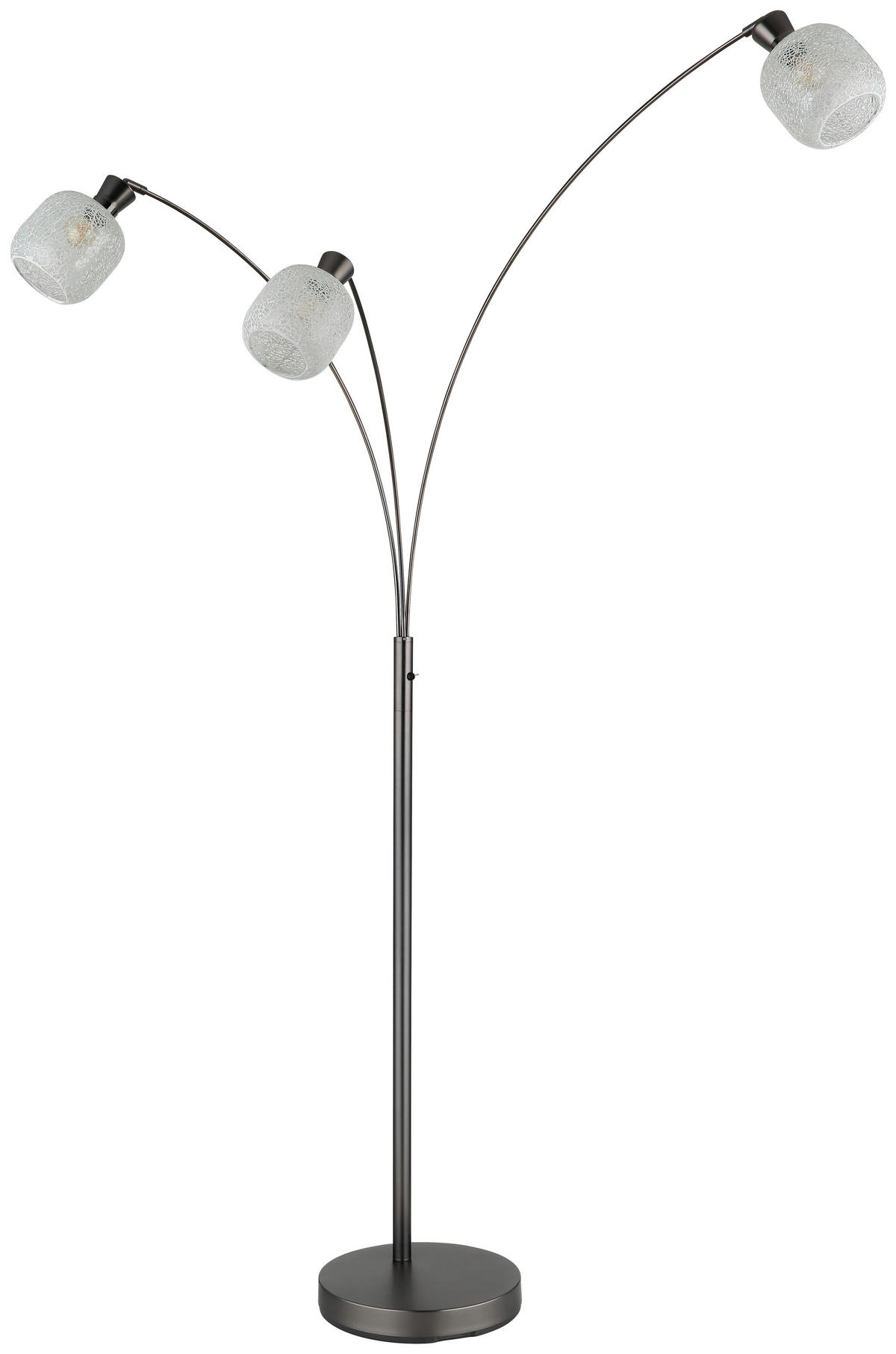 GLOBO Stehleuchte Chrom schwarz Metall Glas B/H/L: ca. 14x133x35 cm 3 Brennstellen Stehleuchte-Brokana - schwarz/Chrom (35,00/14,00/133,00cm) - GLOBO