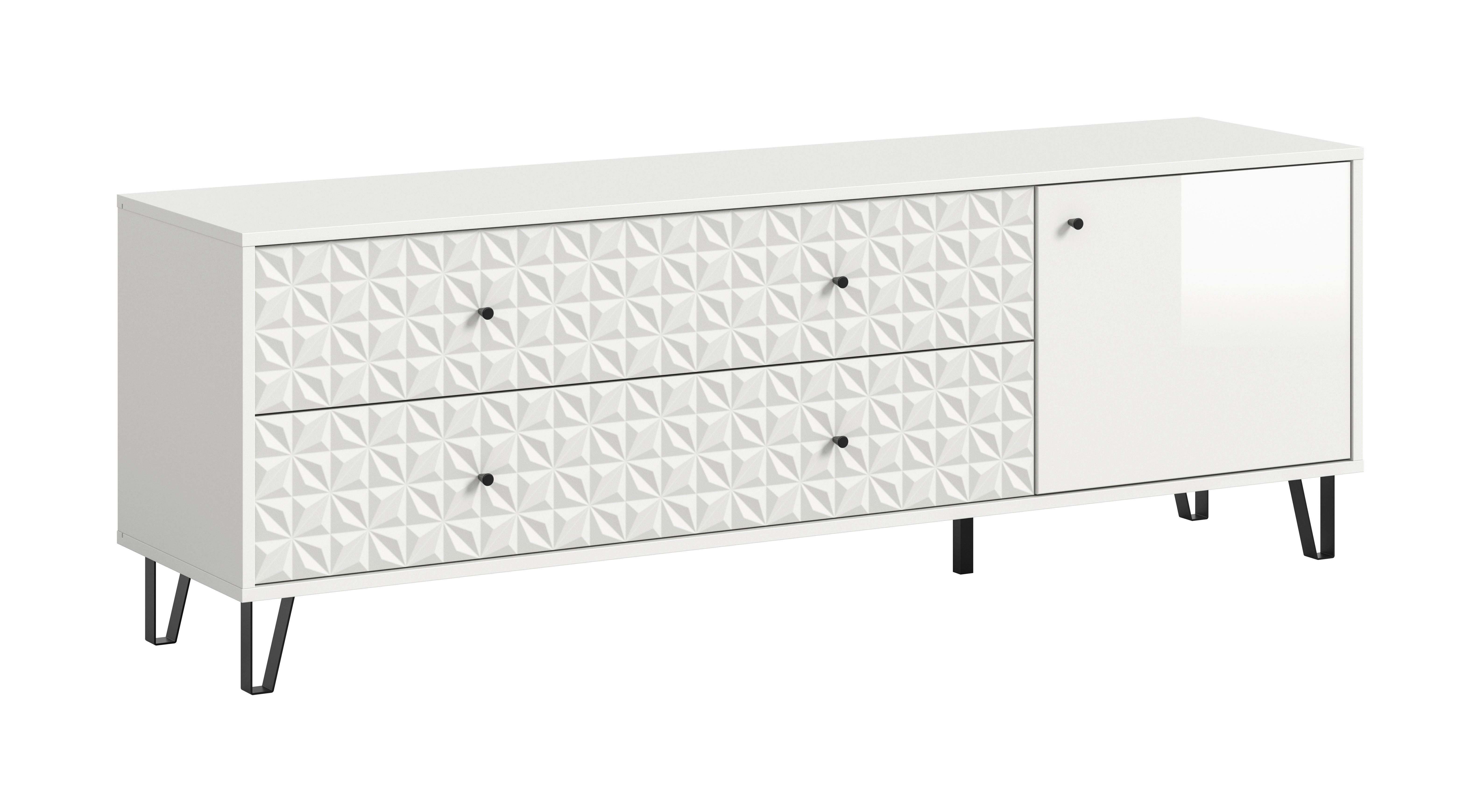 Lowboard PRISMA weiß weiß Hochglanz B/H/T: ca. 164x56x40 cm PRISMA - weiß (164,00/56,00/40,00cm) - xonox.home